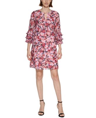 Vince Camuto Floral-Print Tiered-Sleeve ...